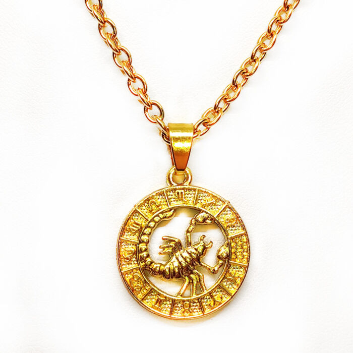 Skorpió-Horoszkóp medál lánccal, arany színű