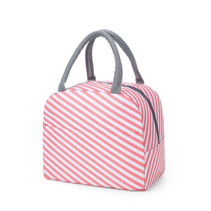 Színes, csíkos hőtartó táska (kis méret), pink