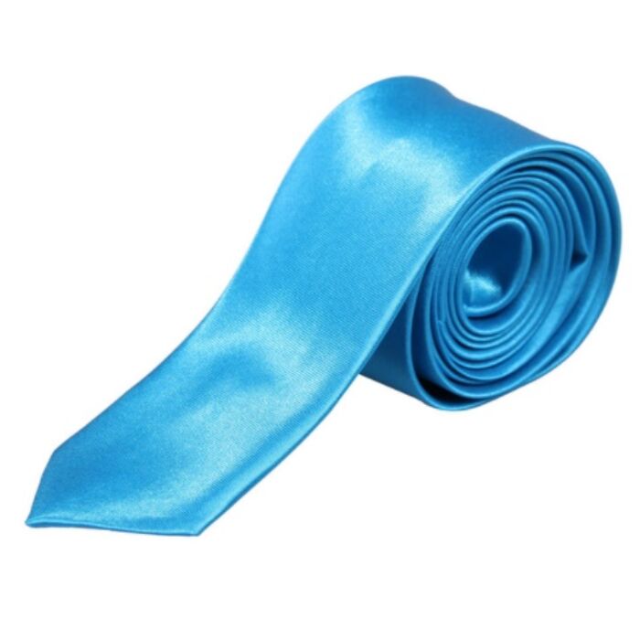 Világoskék selyemhatású vékony nyakkendő
