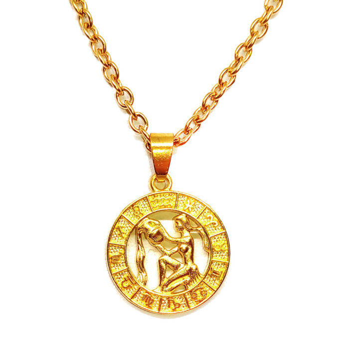 Vízöntő-Horoszkóp medál lánccal, arany színű
