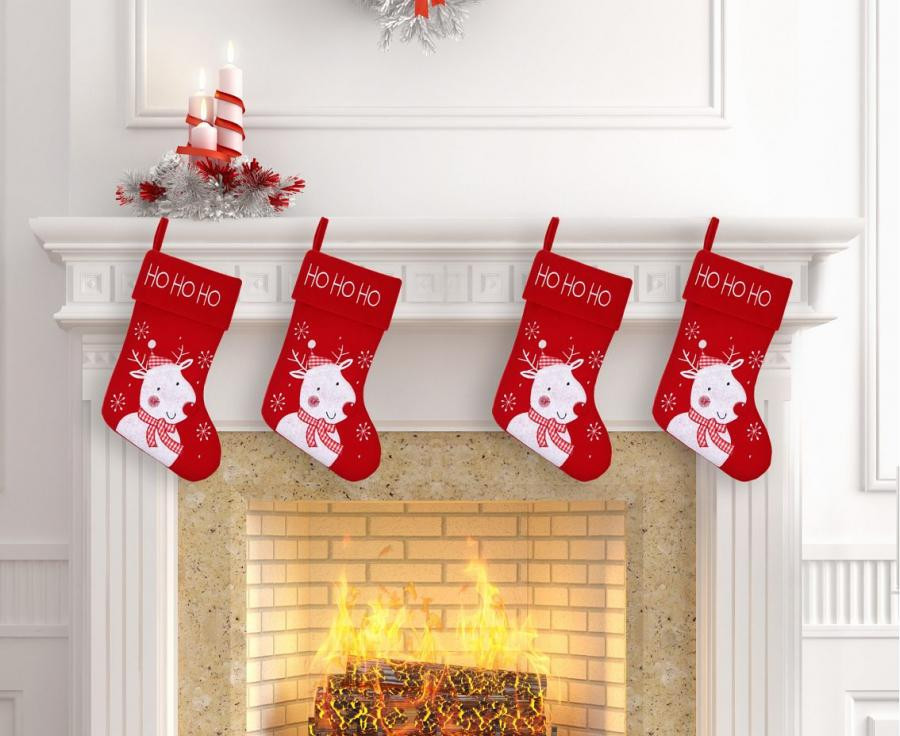 White Reindeer, Rénszarvas Karácsonyi kandalló zokni, csizma 45,5 cm
