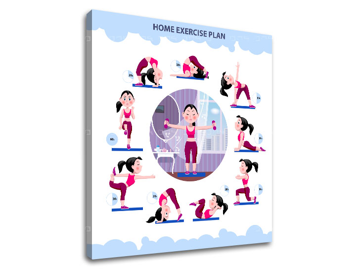 Motivációs vászonképek Home exercise plan (vászonkép szöveggel)