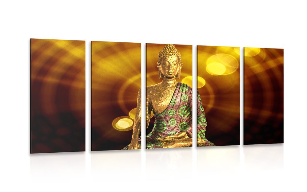 5-részes kép Buddha szobor absztrakt háttéren