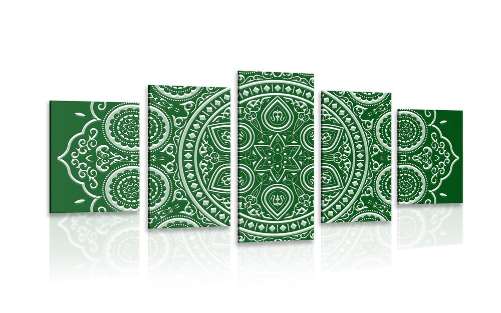 5 részes kép etnikus Mandala zöld kivitelben