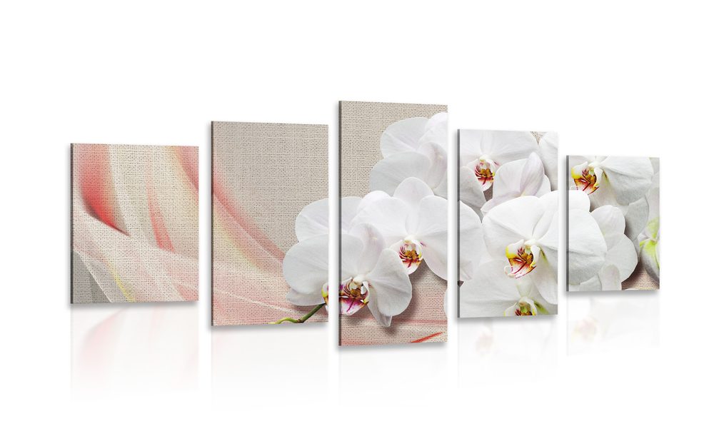 5 részes kép fehér orchidea vásznon