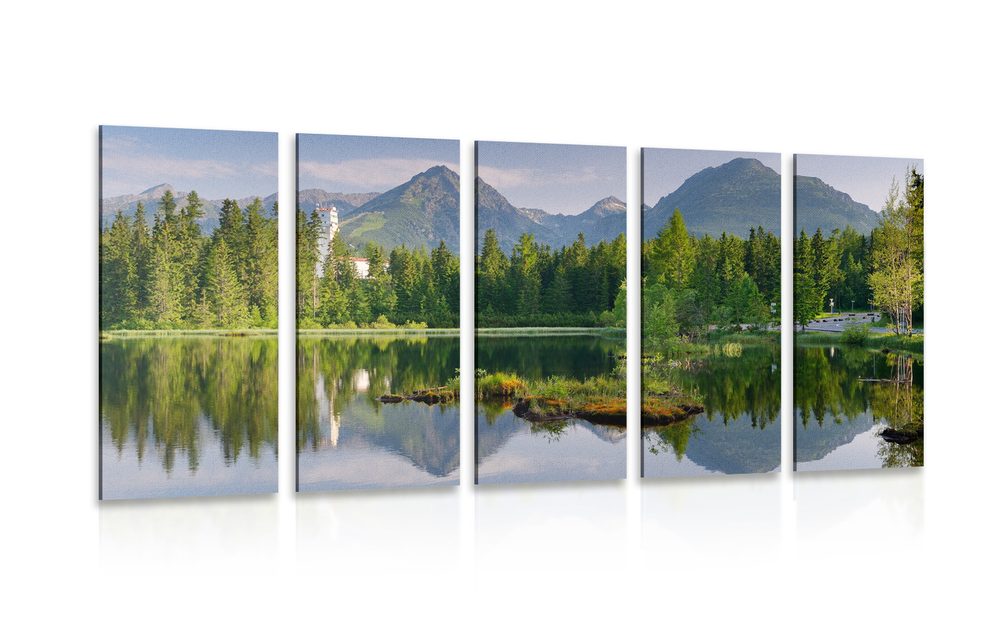 5-részes kép  gyönyörű panoráma tó a hegyekben