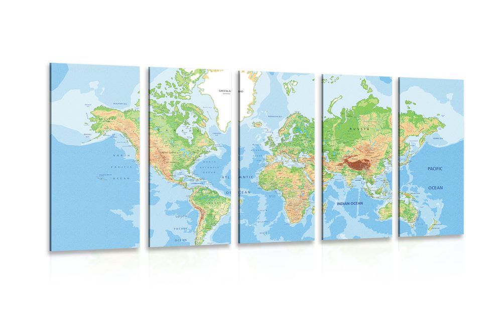 5-részes kép hagyományos világ térkép