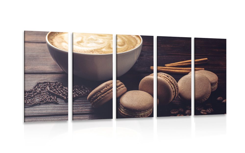 5-részes kép kávé és csokis macaroons