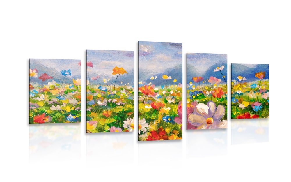 5 részes kép olajfestmény vad virágok