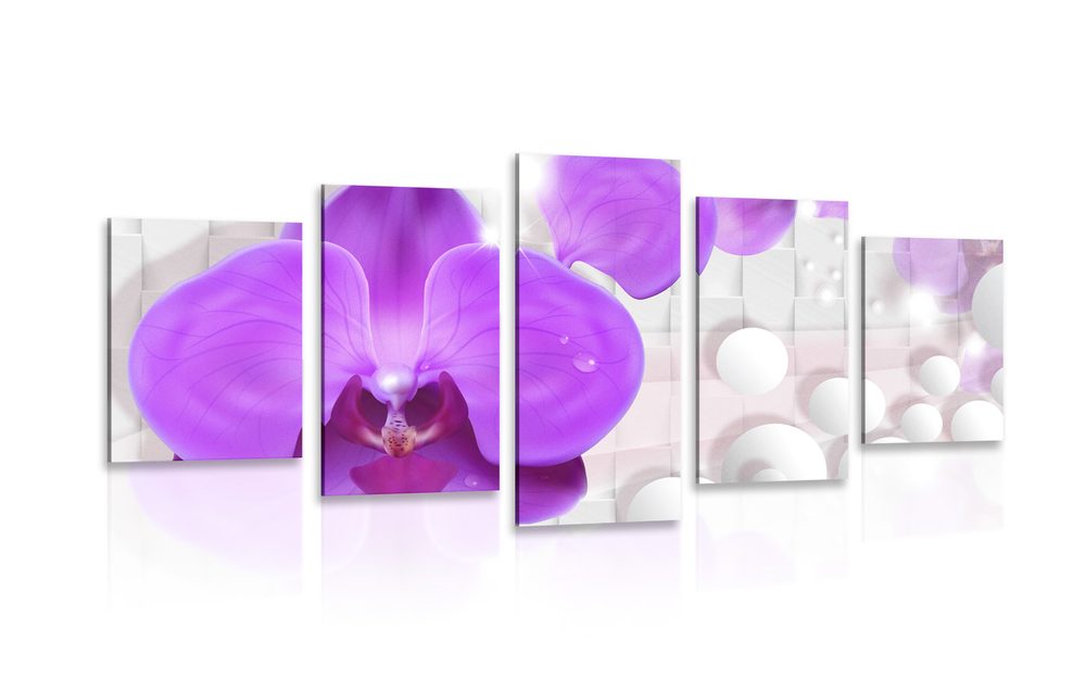 5 részes kép orchidea absztrakt kivitelben