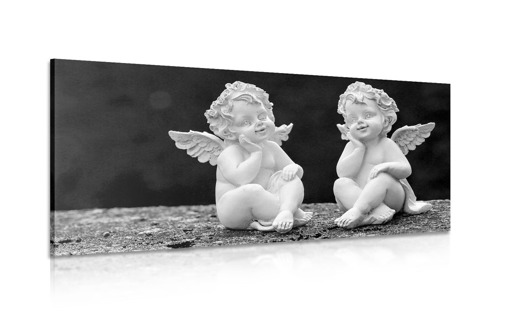Kép angyal pár fekete fehérben