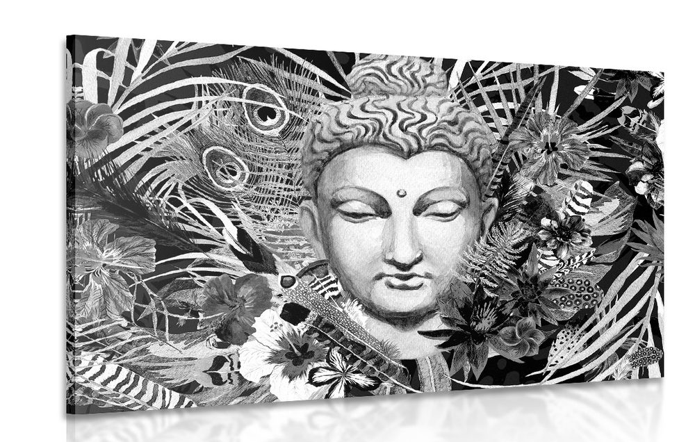 Kép Buddha exotikus háttéren fekete fehérben