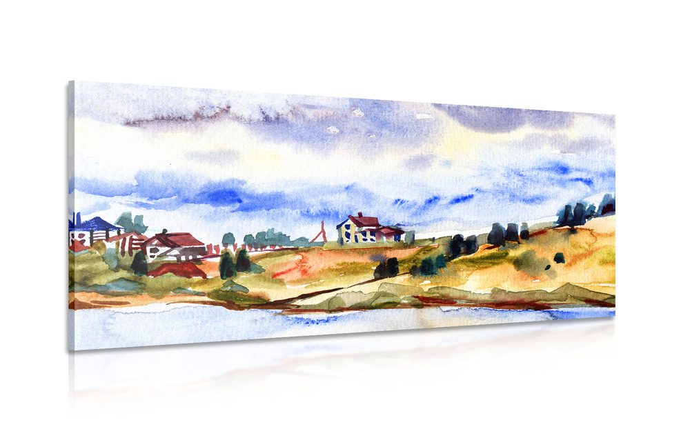 Kép falucska akvarell