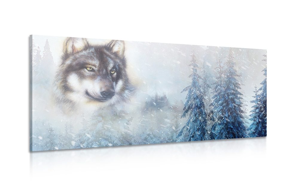 Kép farkas a téli erdőben