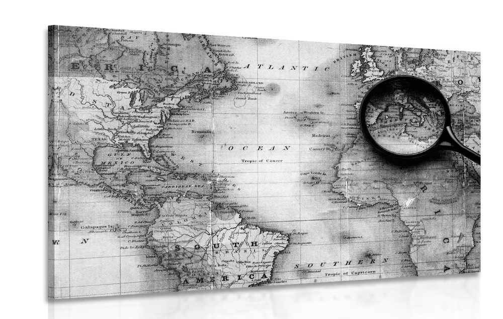 Kép fekete fehér térkép nagyítóval