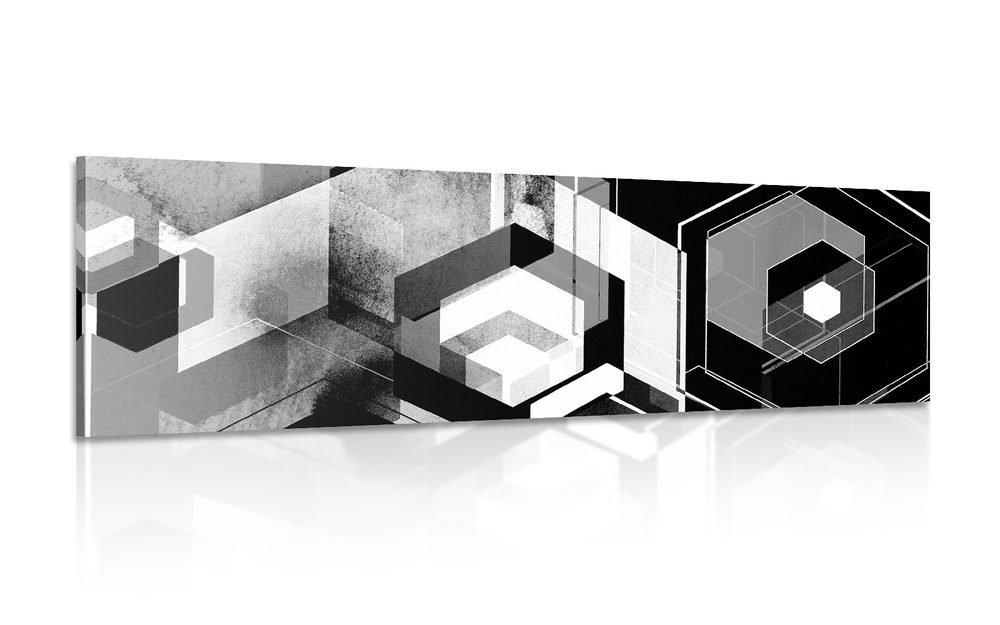 Kép futurikus geometria fekete fehérben