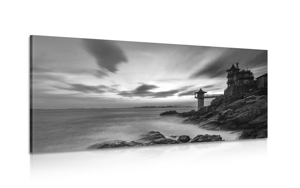 Kép gyönyörű tengeri tájkép fekete-fehérben