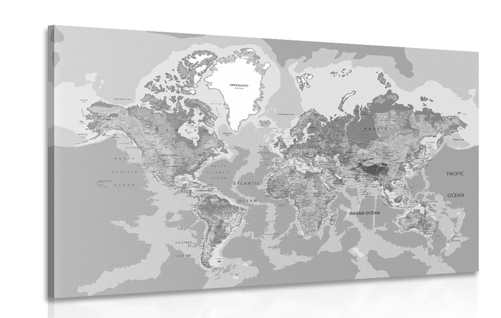Kép hagyományos világ térkép fekete fehérben