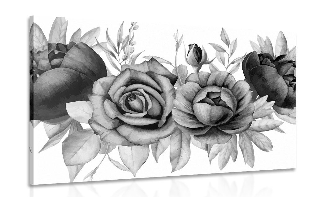 Kép lenyűgöző virág kombináció fekete fehérben
