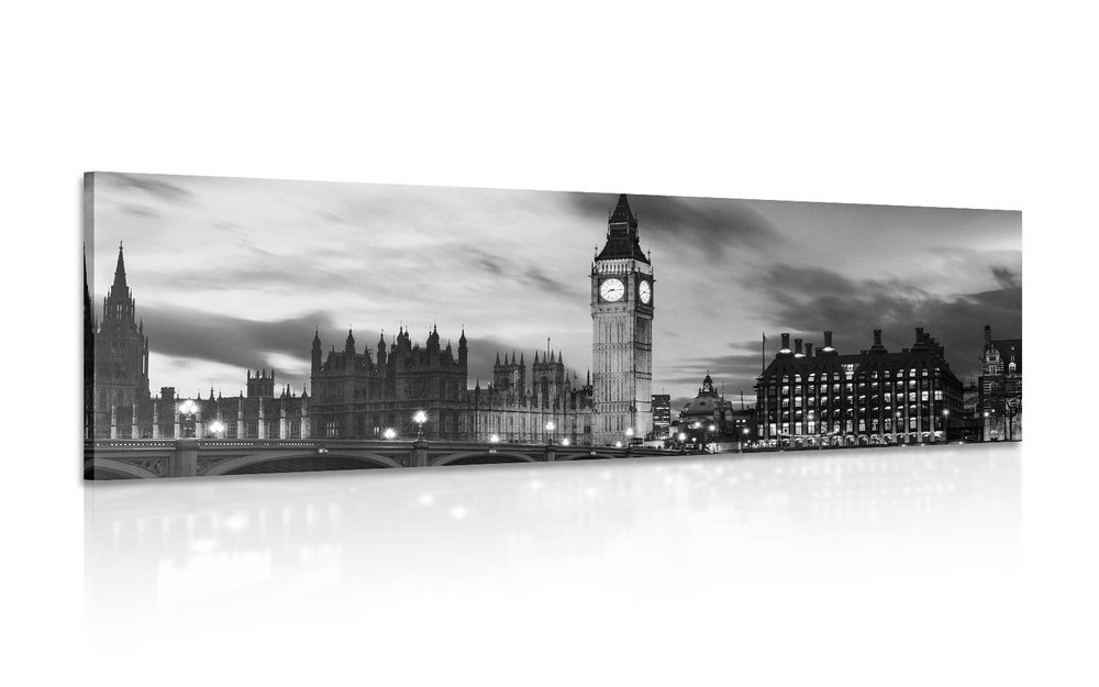 Kép Londoni Big Ben fekete fehérben