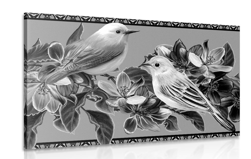 Kép madarak vintage kivitelben fekete fehérben