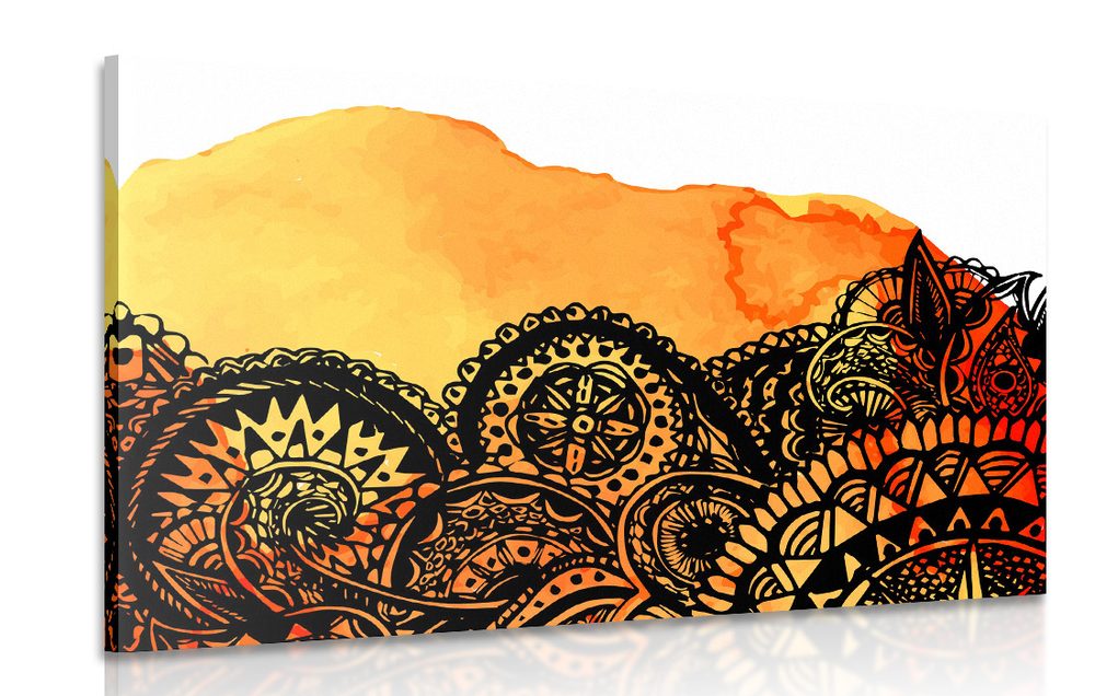 Kép narancssárga Manadala vízfestmény