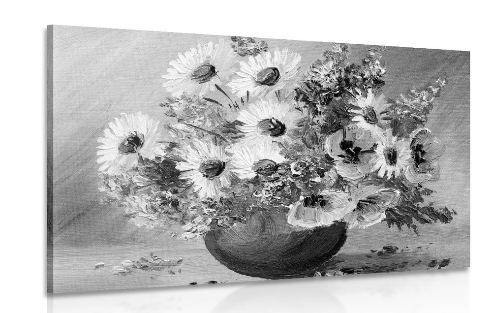 Kép nyári vigágok olajfestmény fekete fehérben