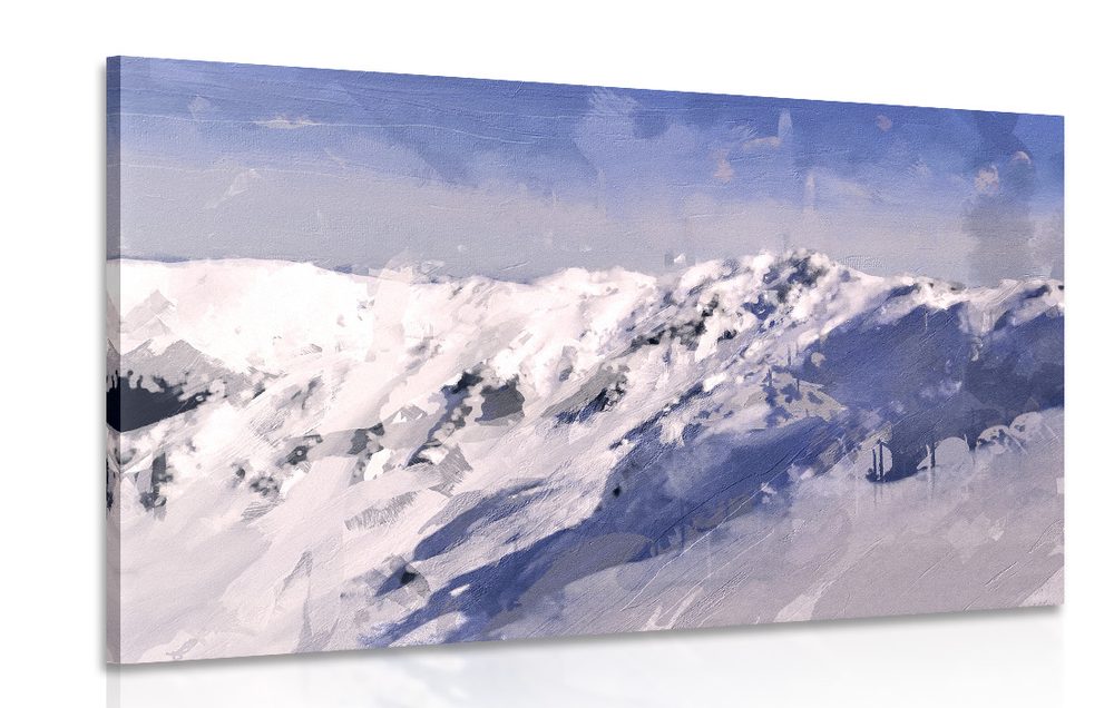 Kép olajfestmény havas hegyekről