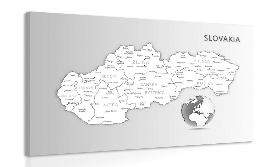 Kép Szlovákia térképe fekete fehérben