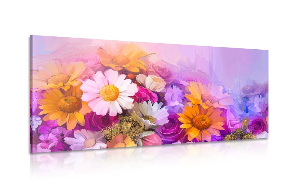 Kép színes virágok olajfestmény