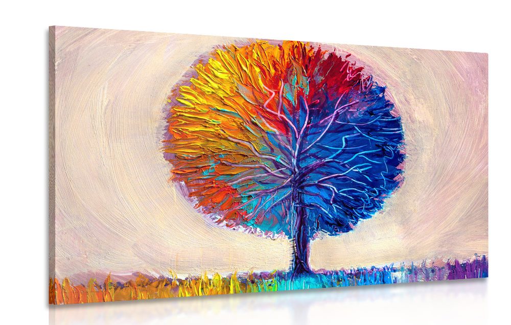 Kép színes vizfestmény hatású fa