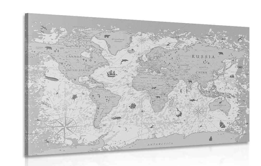 Kép térkép fekete fehér kivitelben
