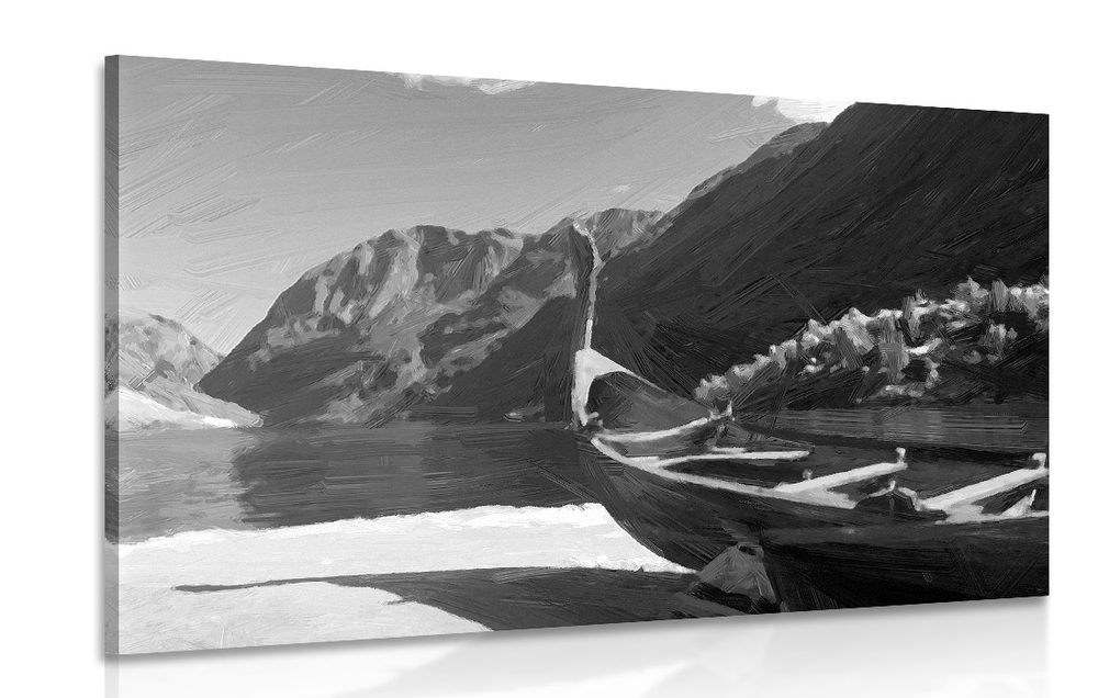 Kép viking hajó fekete fehérben