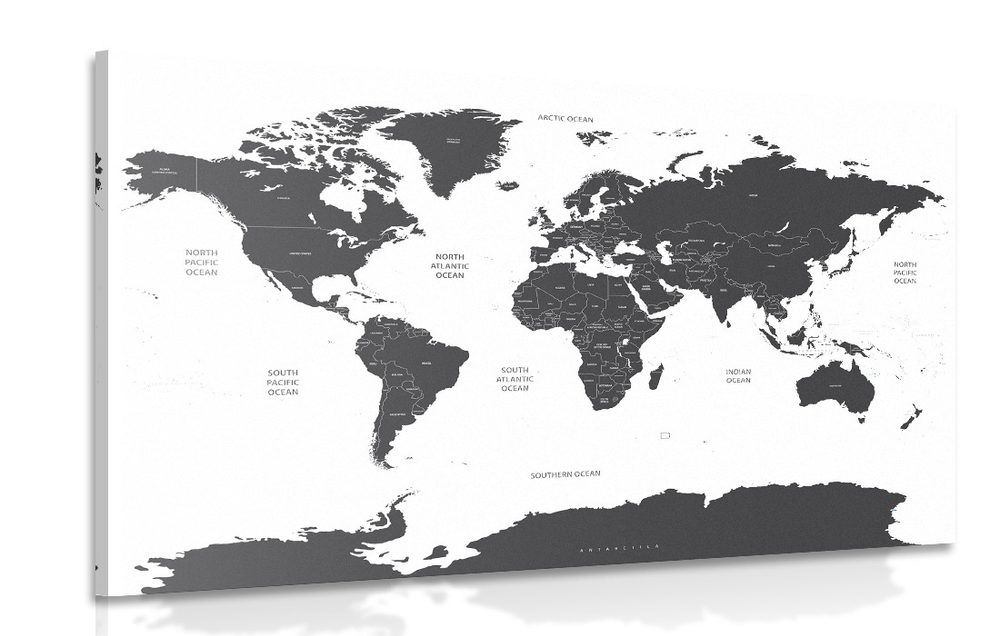 Kép világ térkép egyes államokkal szürke színben