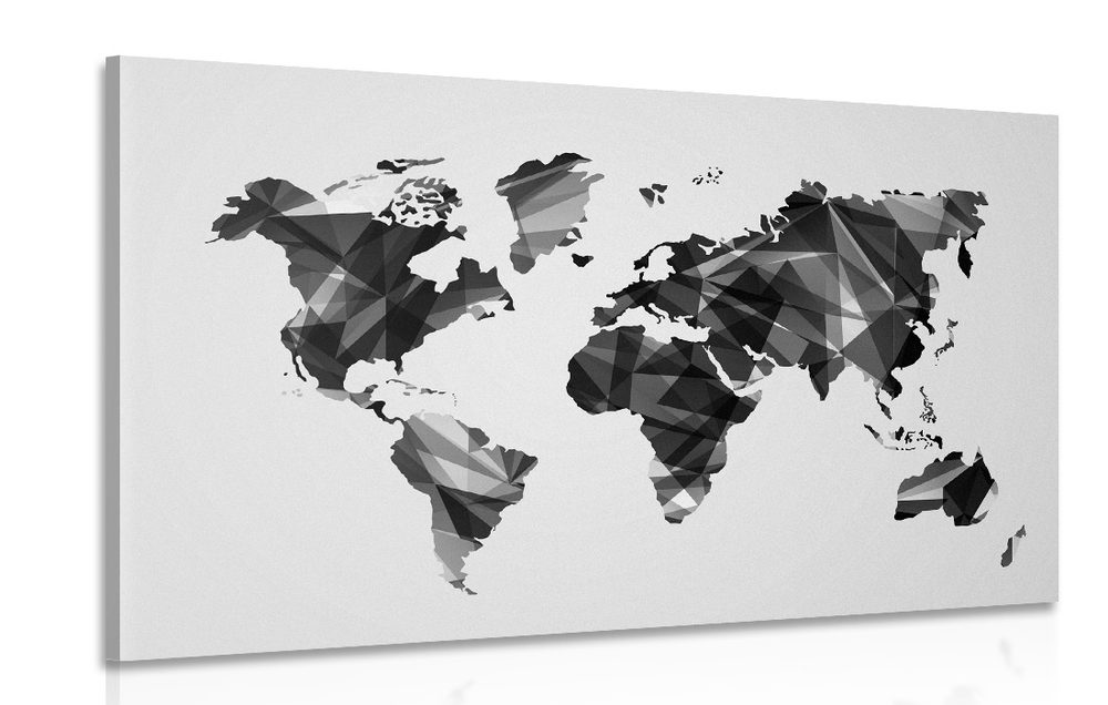 Kép világ térkép vektorgrafikus kivitelben fekete fehérben