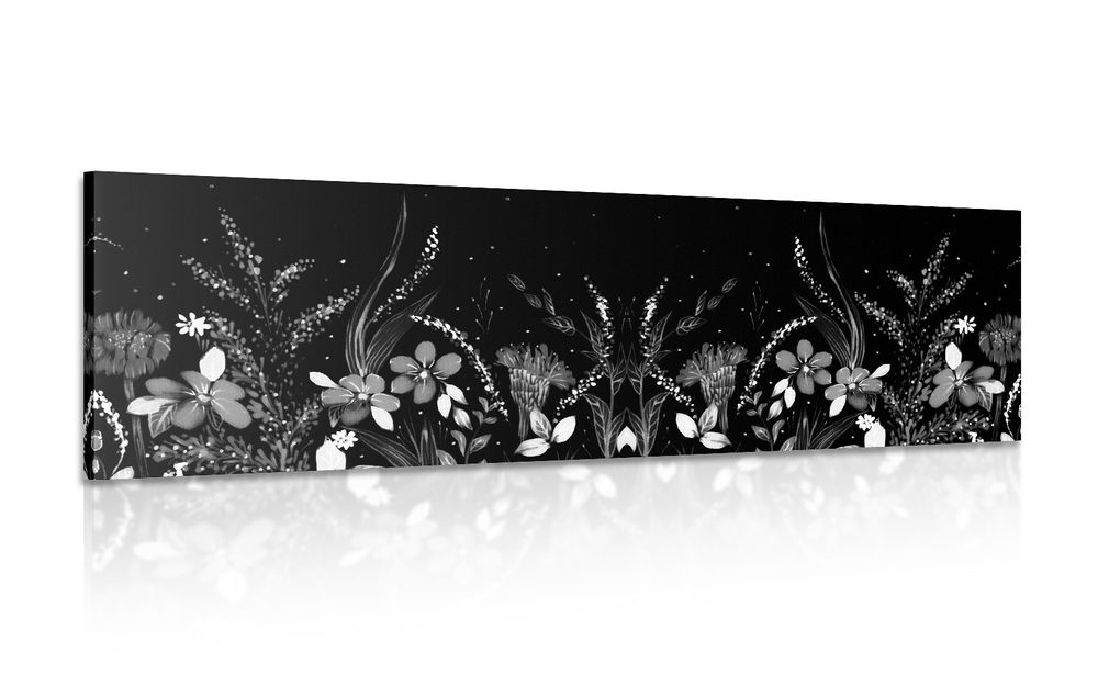Kép virág díszítéssel fekete fehérben