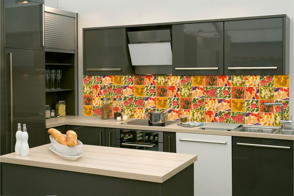 Öntapadó konyha fotótapéta botanikus mozaik