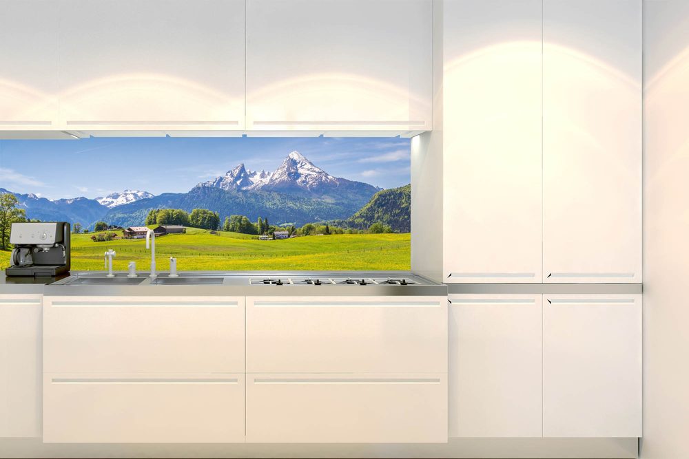 Öntapadó konyha fotótapéta kilátás az Alpokra