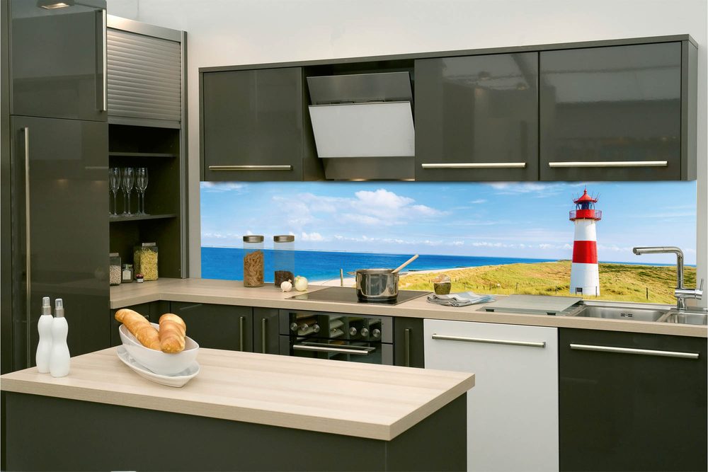 Öntapadó konyha fotótapéta világítótorony a tengerparton
