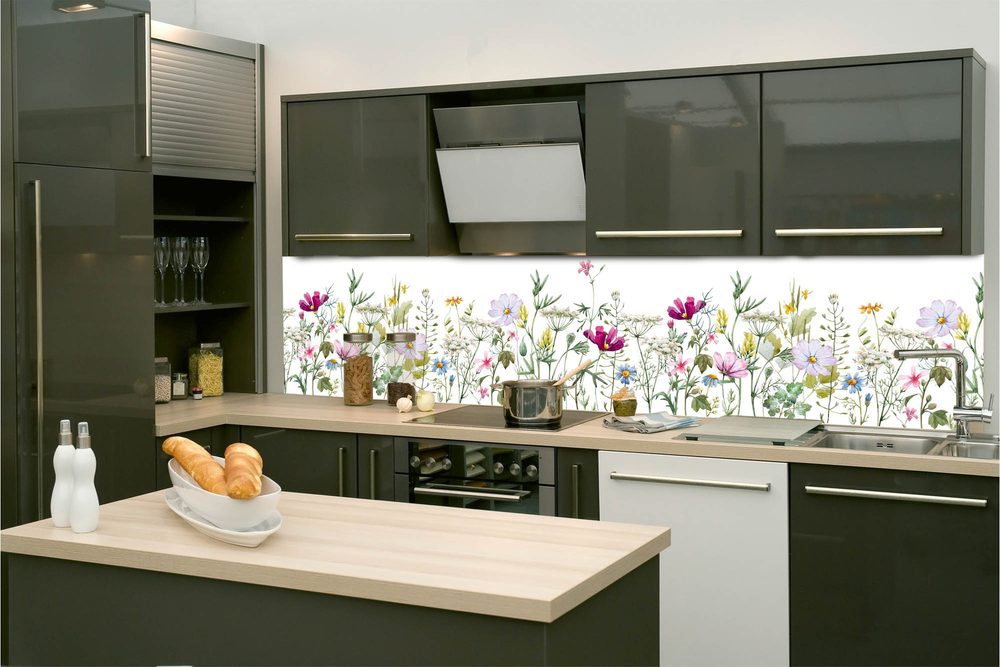 Öntapadó konyha fotótapéta virág mintával