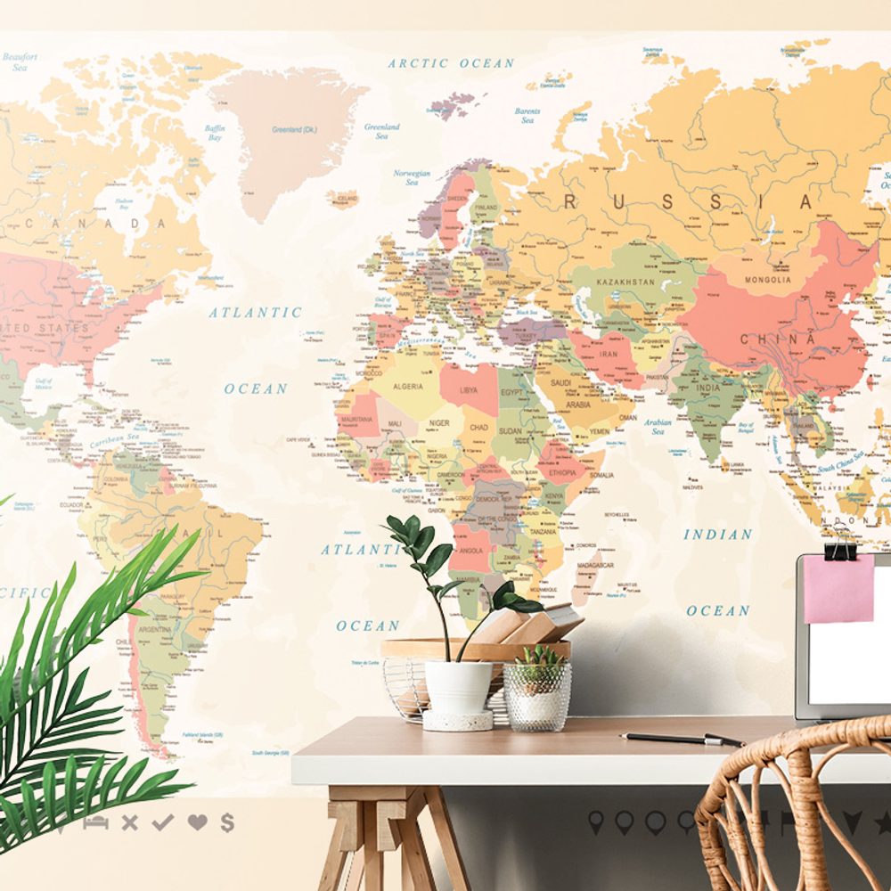 Öntapadó tapéta részletes világtérkép