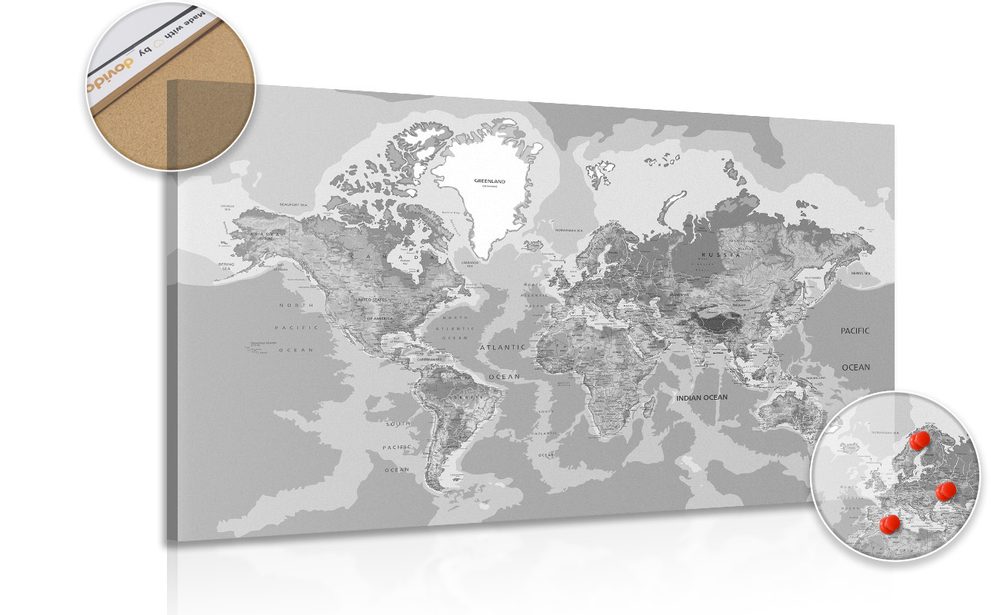 Parafa kép klasszikus viág térkép fekete fehérben