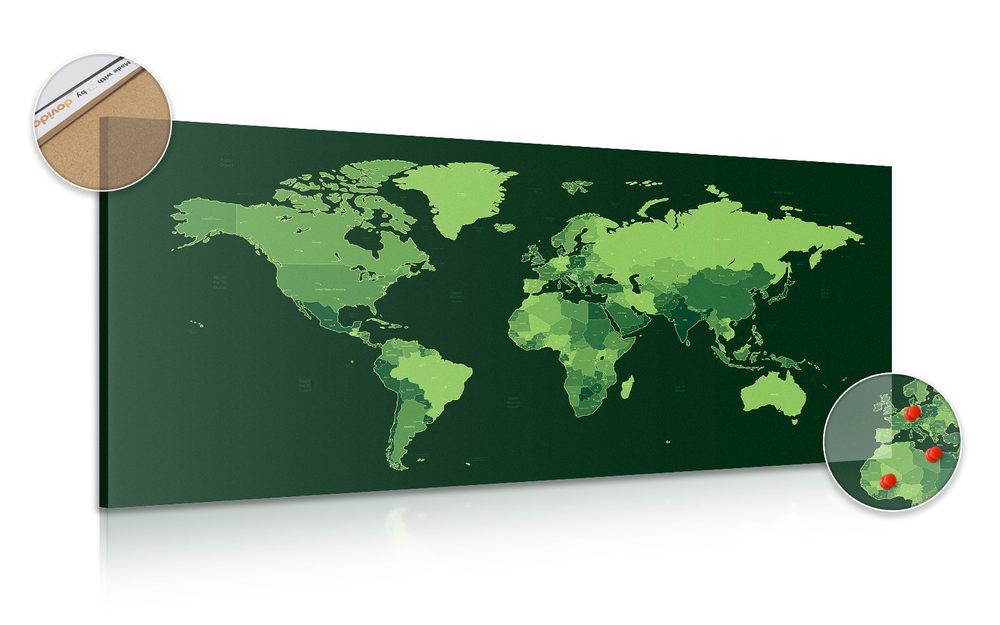 Parafa kép részletes világ térkép zöld színben