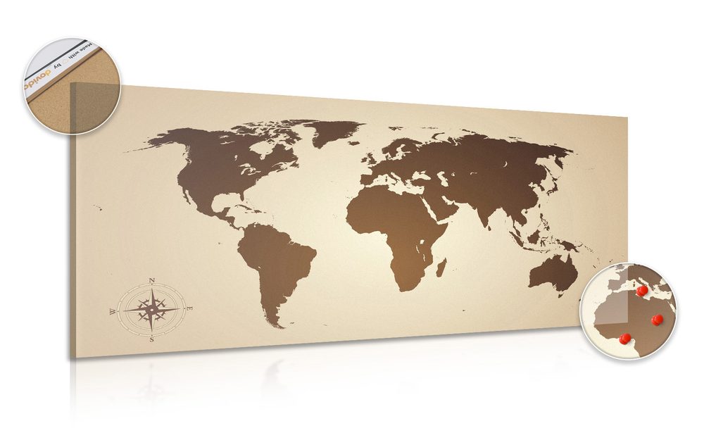 Parafa kép világ térkép barna színben