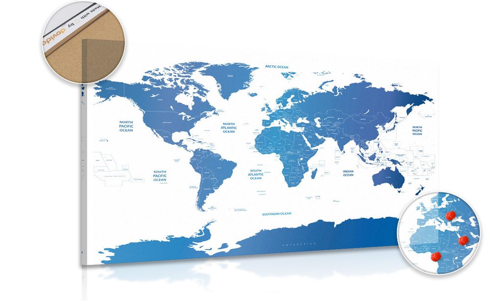 Parafa kép világ térkép egyes államokkal kék színben