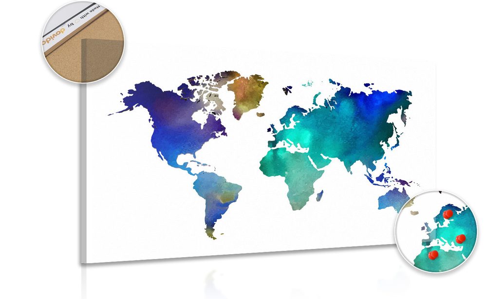 Parafa kép világ térkép színes akvarell kivitelben