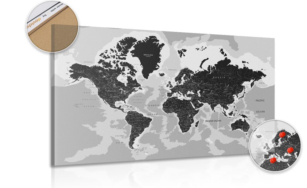 Parafakép modern fekete fehér térkép