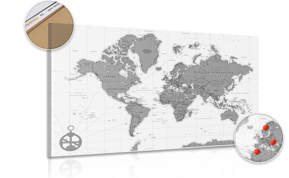 Parafakép stílusos térkép fekete fehérben