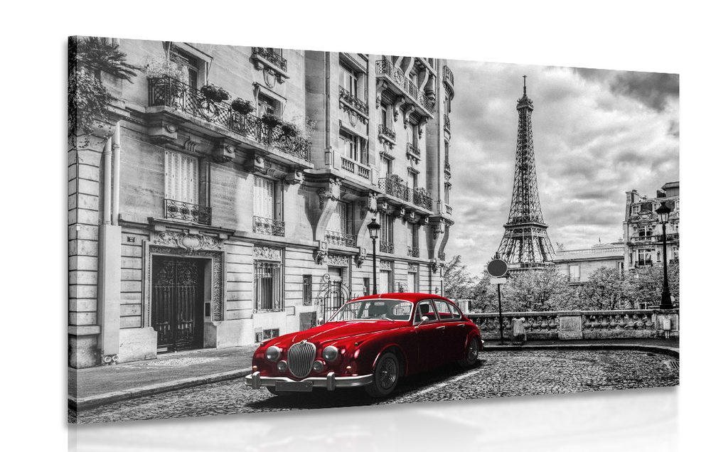 Piros retró autó Párizsban