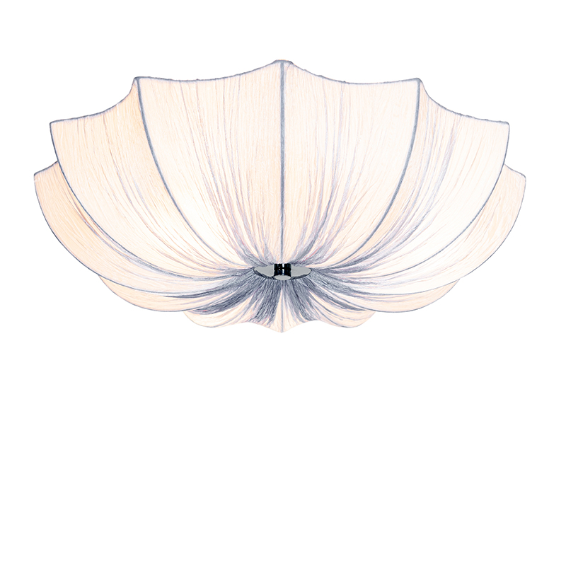 Design mennyezeti lámpa szürke selyem 52 cm 3-fényes - Plu